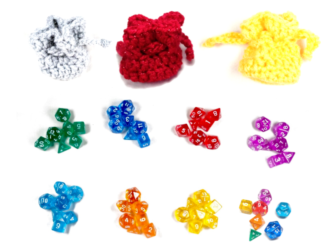Mini Dice Set with Handmade Dice Bag