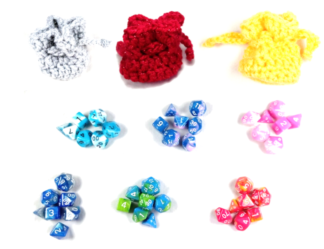 Two Tone Mini Dice Set with Handmade Dice Bag