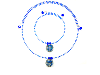 D6 Necklace & Bracelet set in Blue