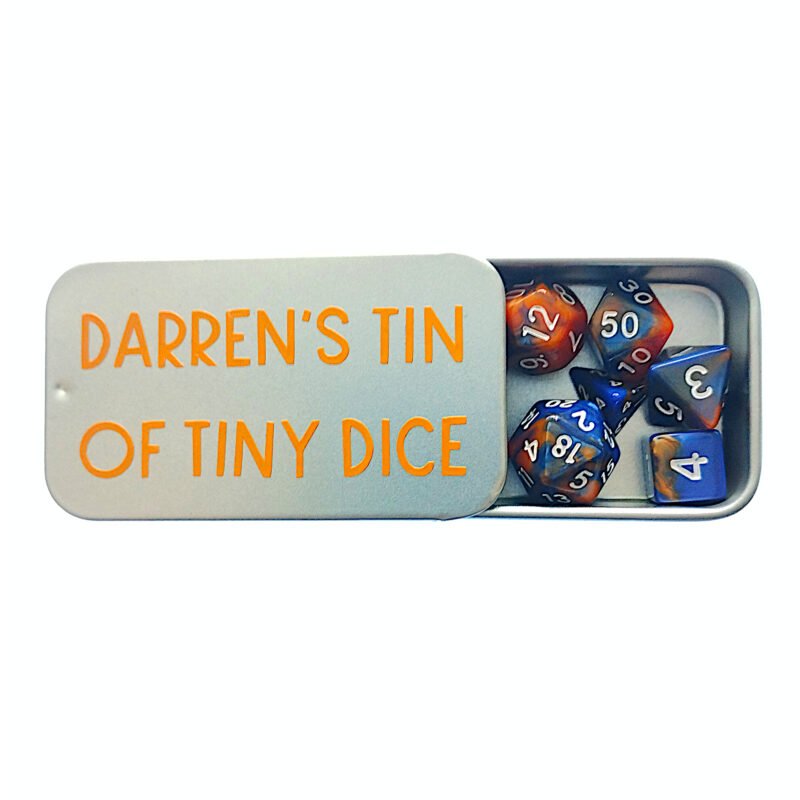 Personalised Tin of Tiny Dice
