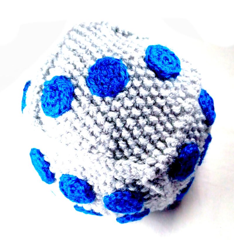 Grey & Blue Plushie 6 Sided Die