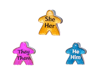 Pronoun Meeple Pins
